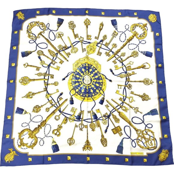 499190AA Hermes Scarf Carre 90 White Silk 100% - Picture 1 of 10